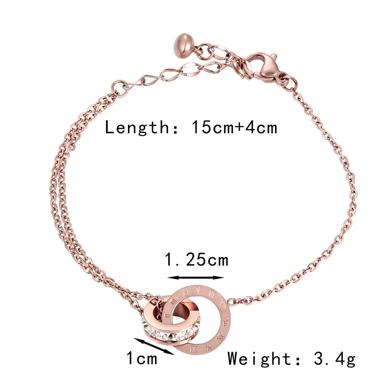 

New Top Quality Beautiful Shiny Circle Crystal Circle Roman Numeral Bracelet For Woman Stainless Steel Bracelet Woman Jewelry