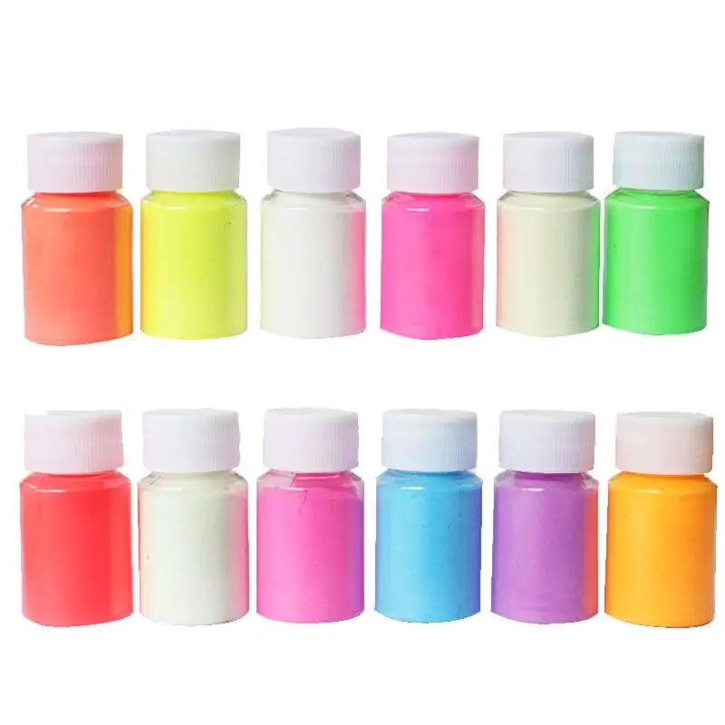 

12 Colors 20g Luminous Resin Pigment Kit Glow In the Dark Powder Pigment Colorant Dye Fluorescent Resin DIY colorful paint star