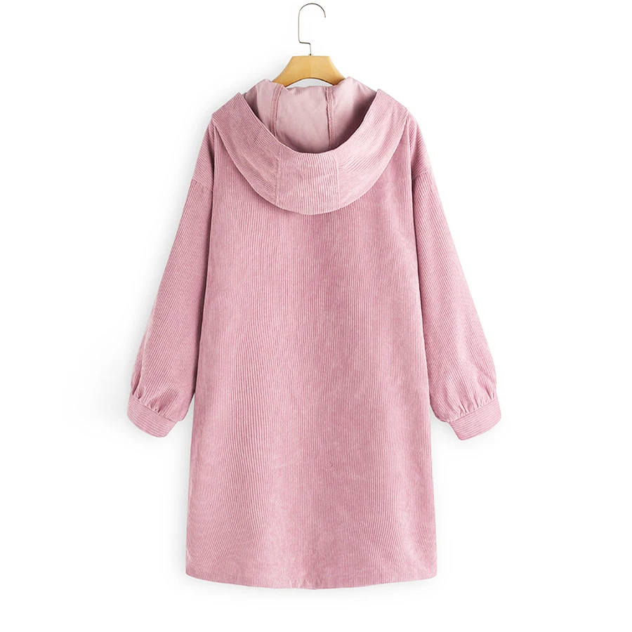 Women Hooded Jacket Loose Casual Long Sleeve Coat 2020 Autumn New Style Button Up Hoody | Женская одежда