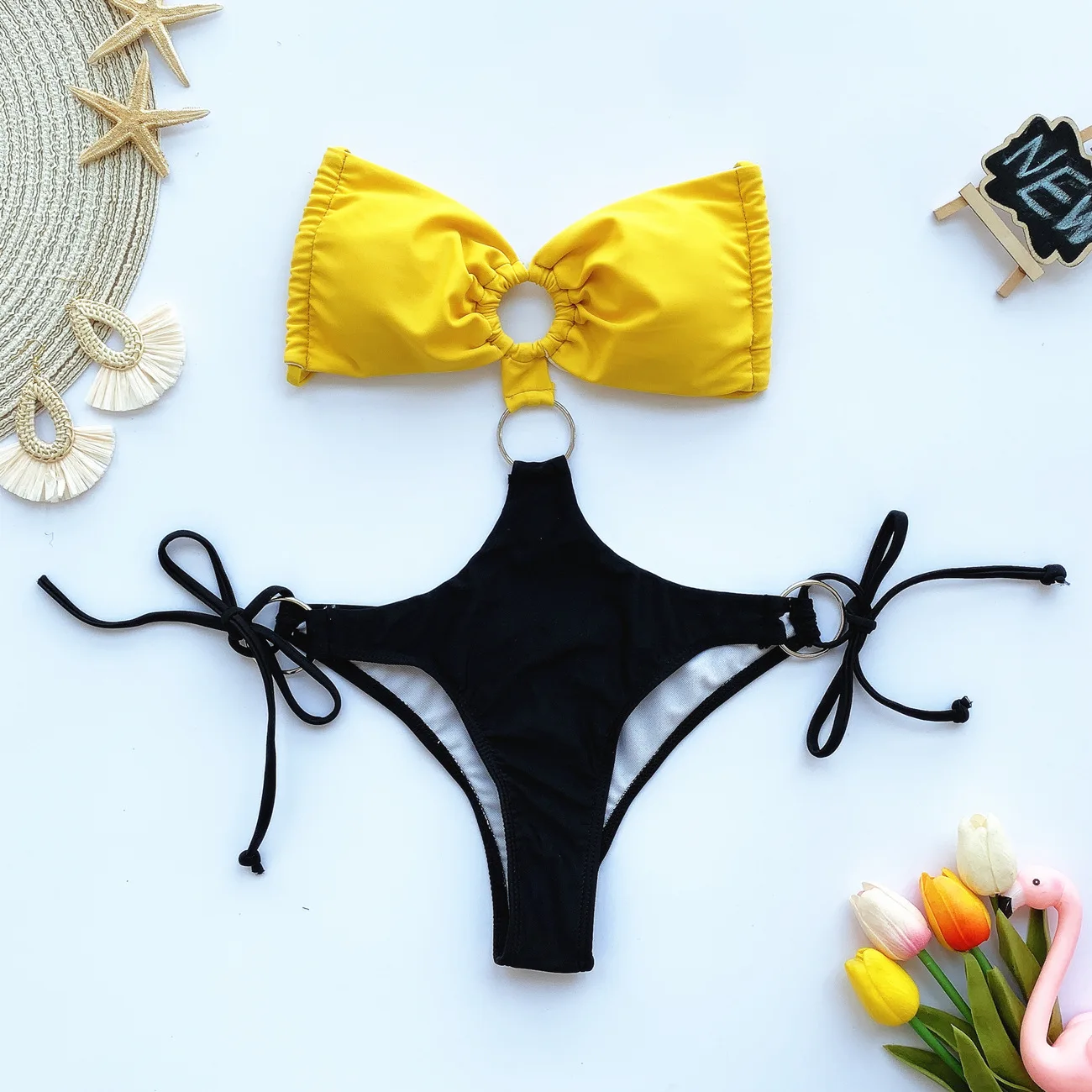 Бикини женский Принт полоса в горошек купальник сексуальная треугольная пляжная