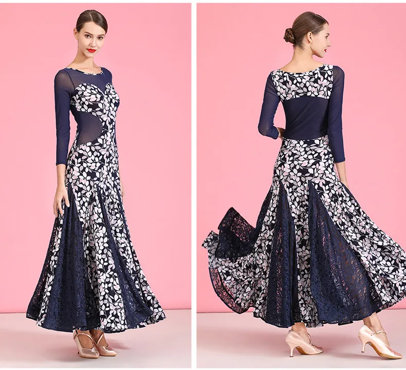 Платье для бальных танцев и соревнований платье стандартных вальса с принтом