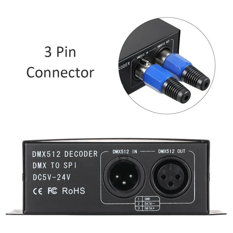 

New LED Light Controller Working Dc 5-24V Rgbw Dmx512 Decoder Dmx To Spi Si for String Lights