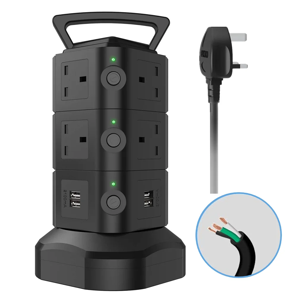 

Удлинитель с 10 розетками и 4 USB-портами, 2 м/6,5 футов