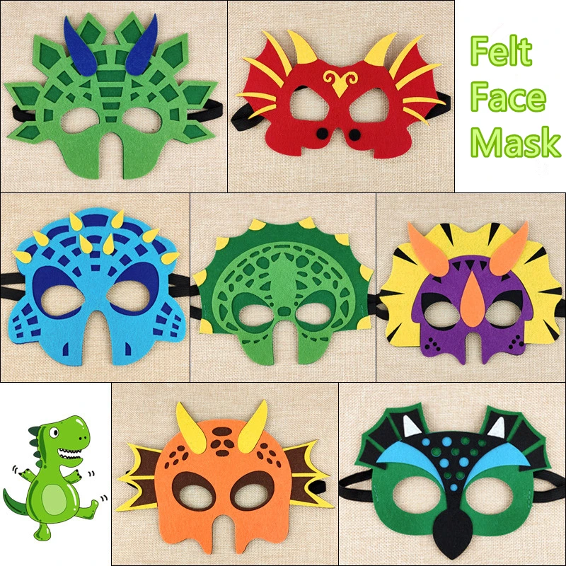 7 видов стилей динозавр Вечерние Маски войлочные Животные декоративные для