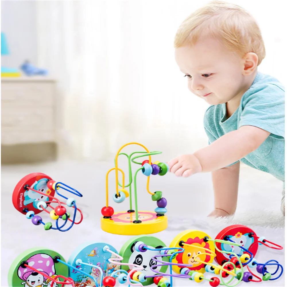 Детские деревянные игрушки Монтессори круги бусины проволока лабиринт