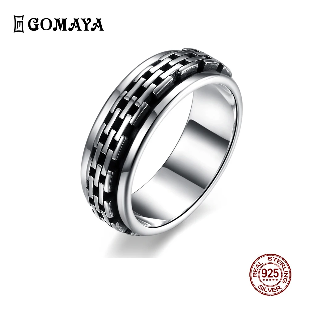 GOMAYA Настоящее серебро 925 пробы кольца модные готические винтажные рок панк