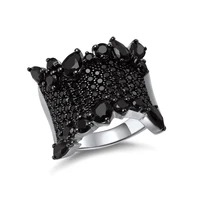 gz zongfa high quality natural black spinel fashion jewelry personalized 925 sterling silver rings for women