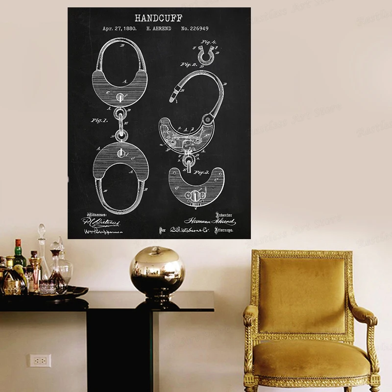 Плакат с наручными манжетами художественная живопись полицейский участок Декор