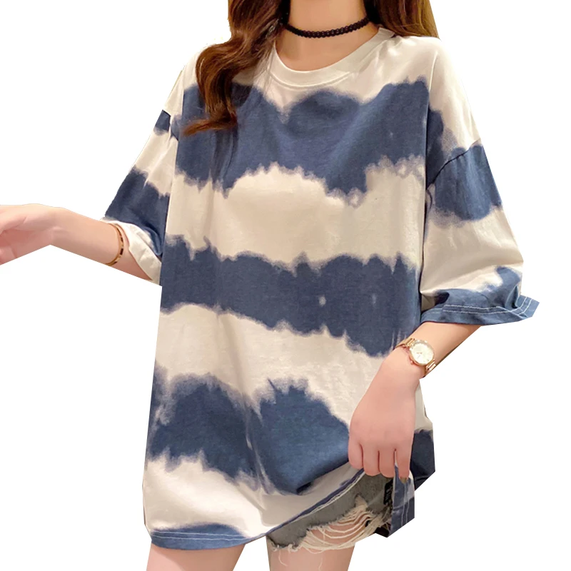 

Tie Dye Summer Tshirts Women Oversized Tee Tops Fashion Short Sleeve Female T Shirt Casual Tops Harajuku Lady T-shirt Basic Tees