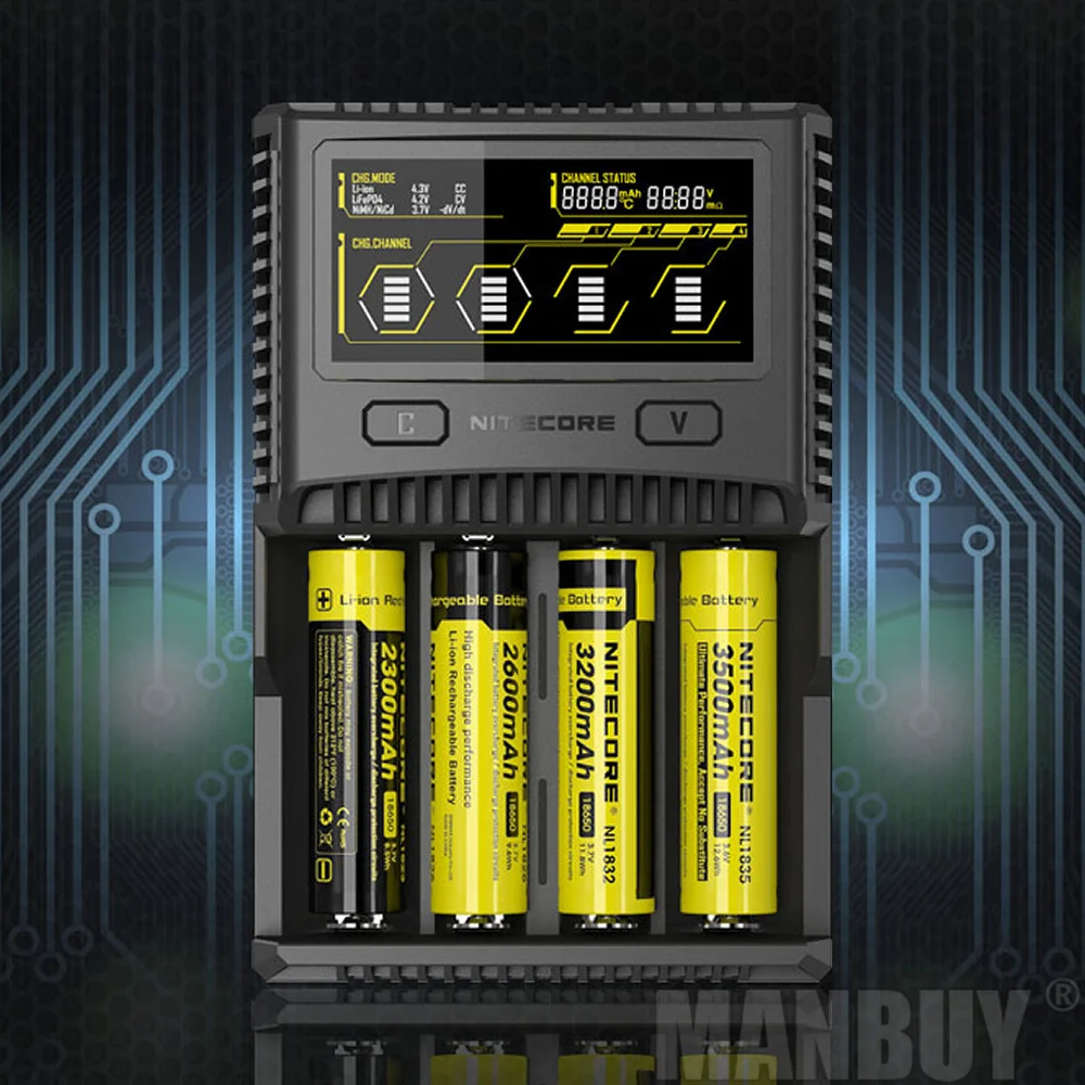 2020 NITECORE SC4 интеллектуальная Быстрая зарядка превосходное зарядное устройство с