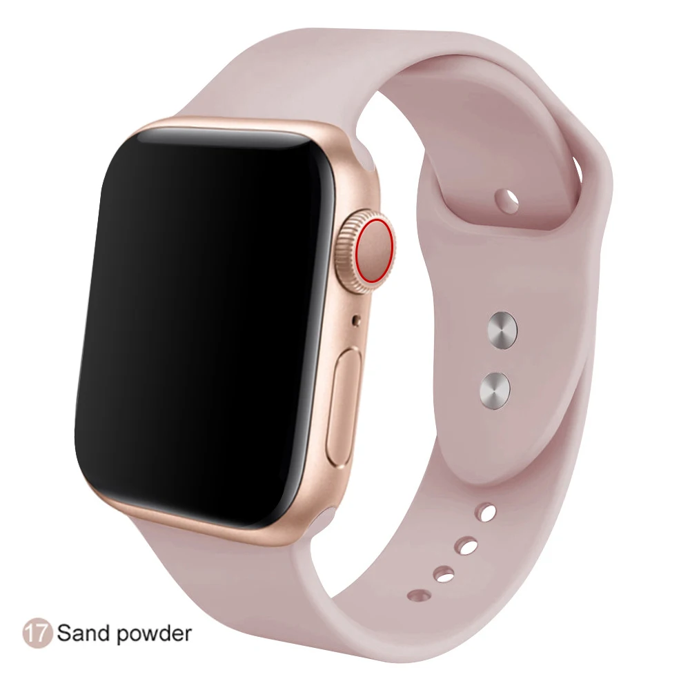 Ремешок для часов для Apple 38 мм 42 мм iWatch 5 ремешок 44 мм 40 мм Ремень спортивный силиконовый браслет часы аксессуары для Apple 5 4 3 2 1 - Цвет ремешка: 17