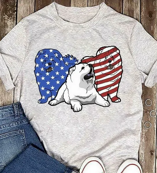 Милые чау собака смешанные американский флаг для мужчин футболка Father's Day S-3Xl