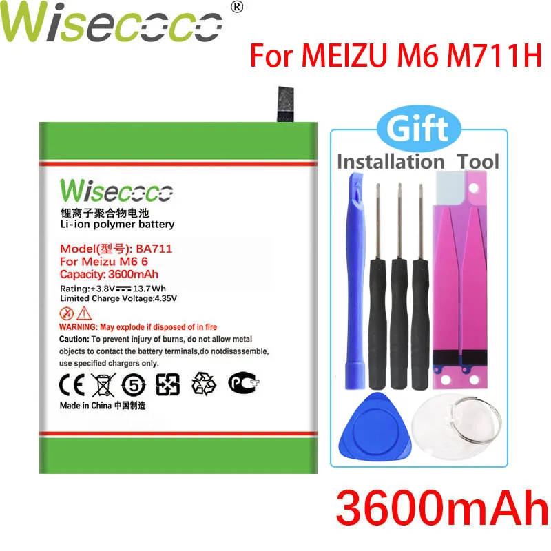 

Wisecoco BA711 3600mAh Battery For Meizu 6 M6 M711M/M711C/M711Q/M711H Mobile Phone High quality Battery +Tracking Number