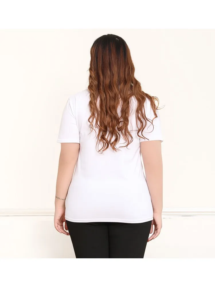 Женская летняя футболка с коротким рукавом и блестками белая Повседневная