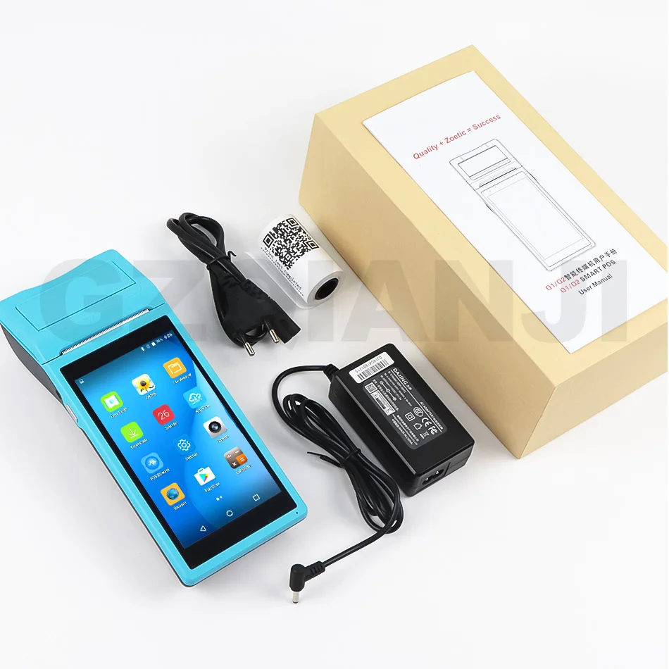 PDA устройство Cammera беспроводной сборщик данных Android Ручной pos-терминал компьютер PDA Термальный чековый Blurtooth принтер 58 мм PDA - Цвет: Blue 3G