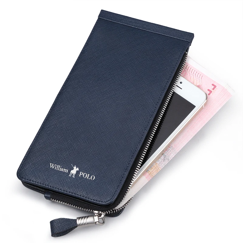 Бумажник поло WILLIAM мужской кошелек длинный тонкий кожаный чехол для банковских