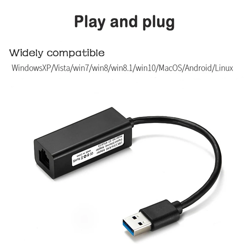 

Ethernet adapter USB 3.0 Network Card to Gigabits Ethernet lan Network card with RJ45 10/100/1000Mbps for Win7/Win8/Win10 Laptop