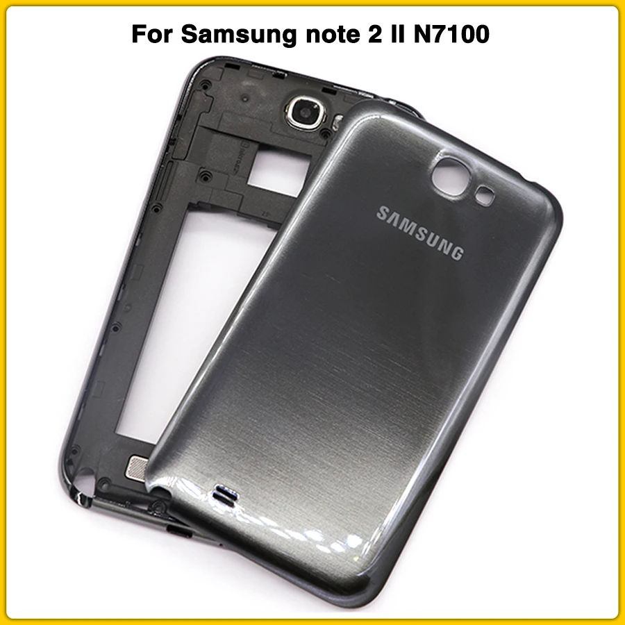 Чехол N7100 с полным корпусом для samsung note 2 II N7100 задняя крышка батарейного отсека+ средняя рамка