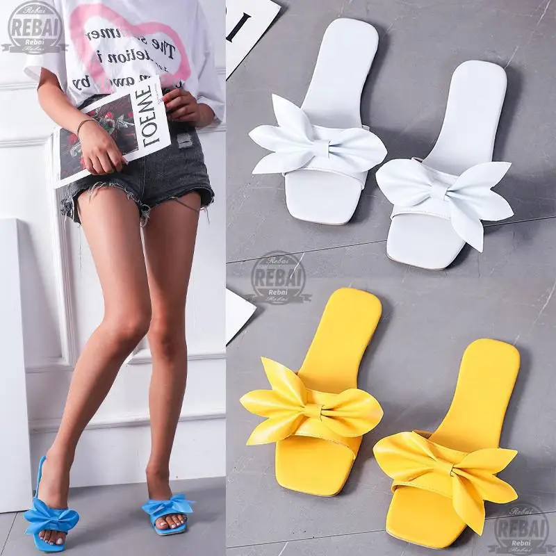 

New Summer Fashion Sandals Shoes Women Bow Female Sandals Slipper Indoor Outdoor Flip-flops Beach Shoes Slippers For Women 2021