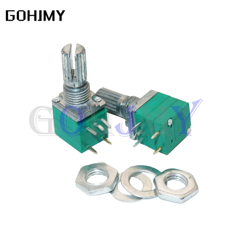 

5 шт. RV097NS 5K 10K 20K 50K 100K 500K B5K с переключателем звука 5-контактный вал 15 мм усилитель уплотнительный потенциометр