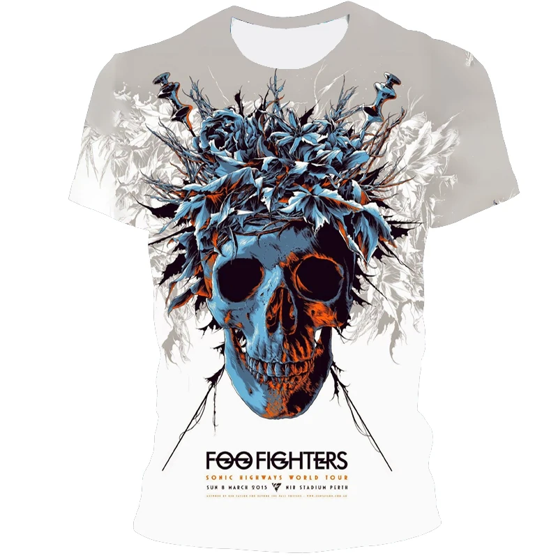 

Men's 2021 summer new skull print men's short-sleeved T-shirt 3D printing casual breathable fun T-shirt