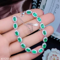 kjjeaxcmy fine jewelry 925 sterling silver inlaid emerald women hand bracelet vintage support detection
