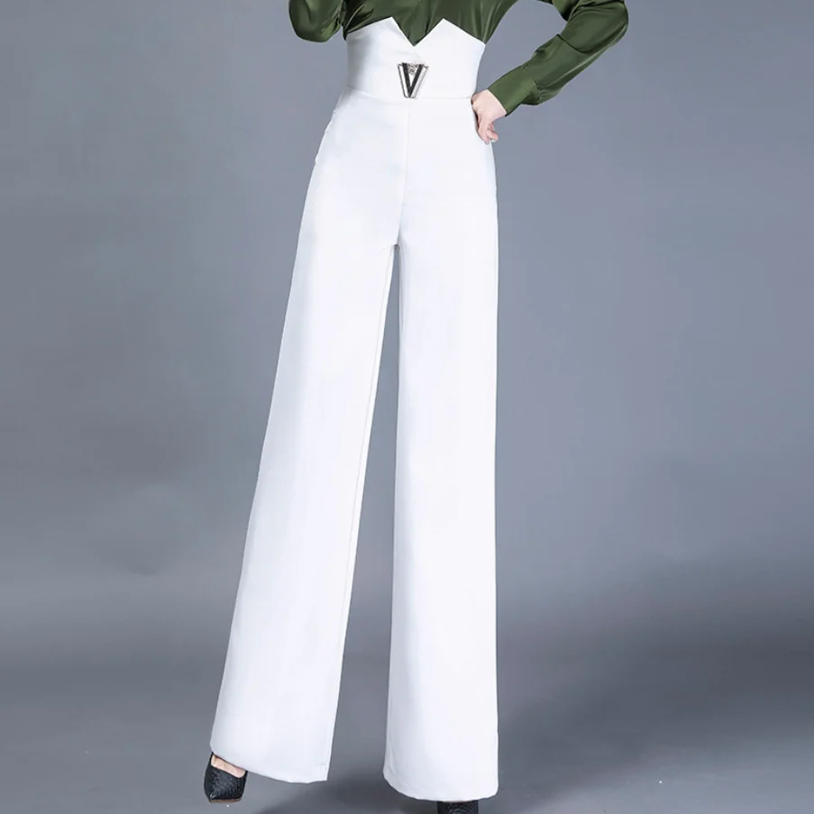 

New Fashion Women High Waist Wide Leg Long Pants Casual office lady Pants high Waist Trousers OL Femme Elegant Pant