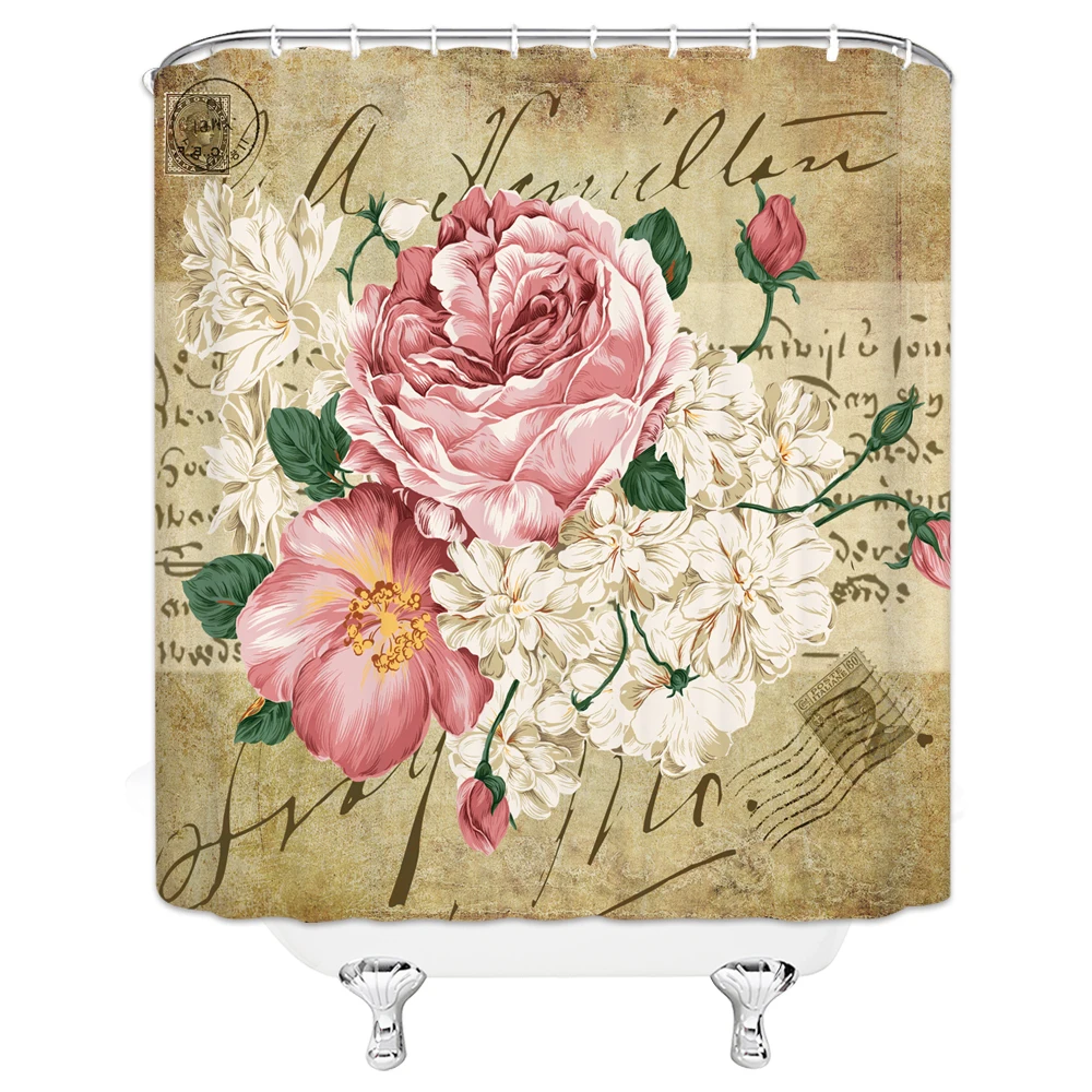 Европейские ретро занавески для душа с цветами занавеска ванной