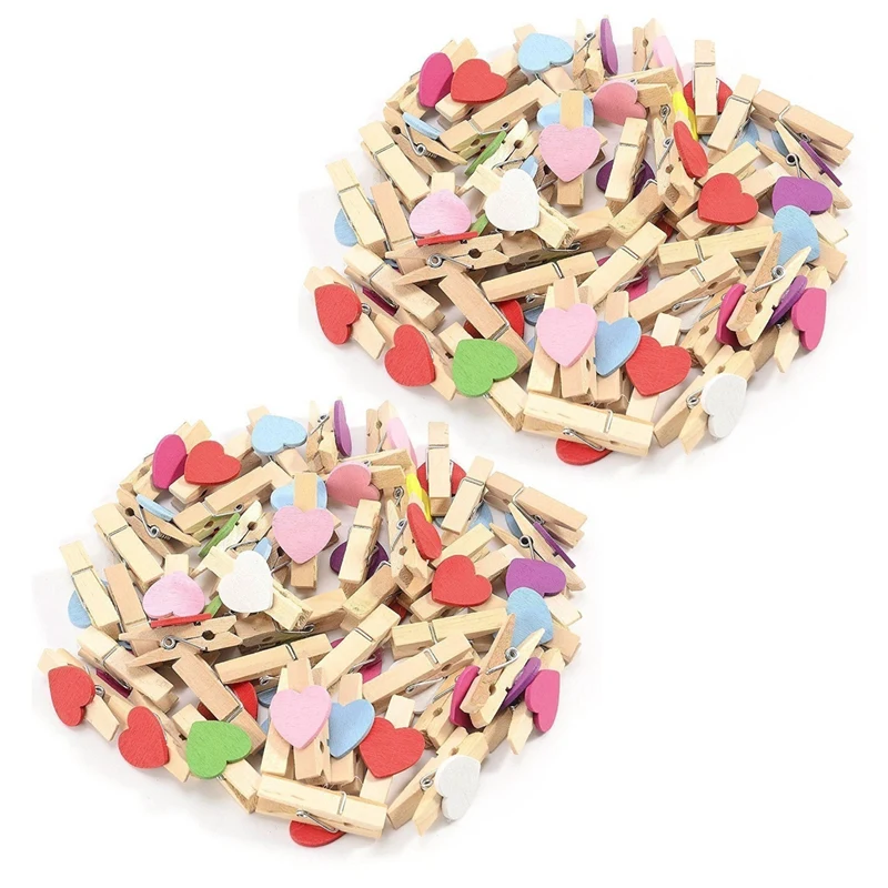 

100Pcs Mixed Colours Mini Wooden Peg Photo Paper Peg Craft Clips