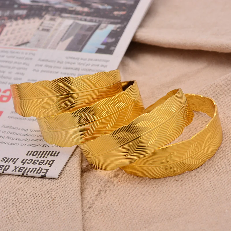 24K 1 шт браслет на Среднем Востоке Арабский Дубай Оливковый лист золотой цвет