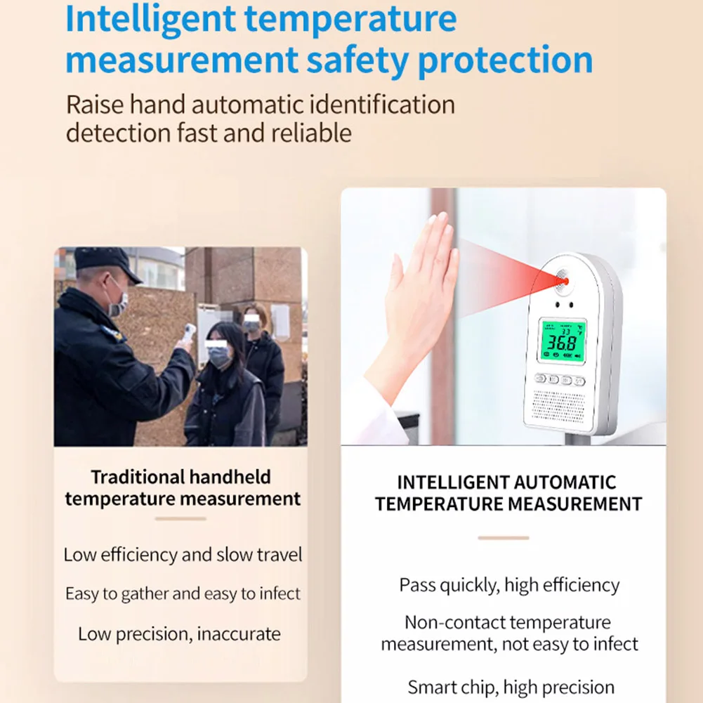 

Non-contact Infrared Temperature Wall Mount Smart Sensor Automatic Temperature Detector with Digital display Alarm DJA88