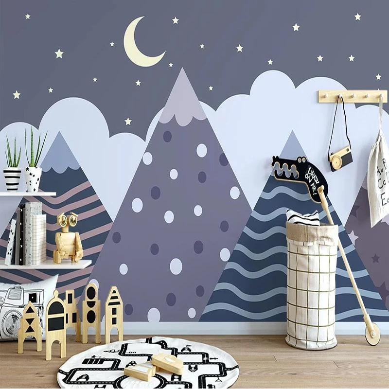 Пользовательские Настенные обои 3D Ручная роспись Фиолетовый звездное небо