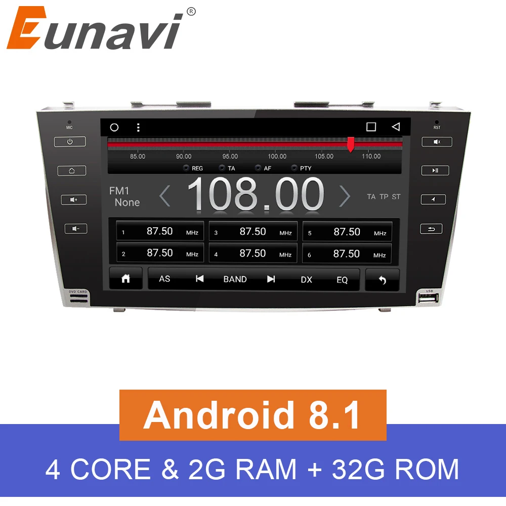 Eunavi 9 &quot1024*600 2 din Android 8 1 автомобильный стерео радио GPS для toyota camry 2007 2008 2009 2010 2011 с