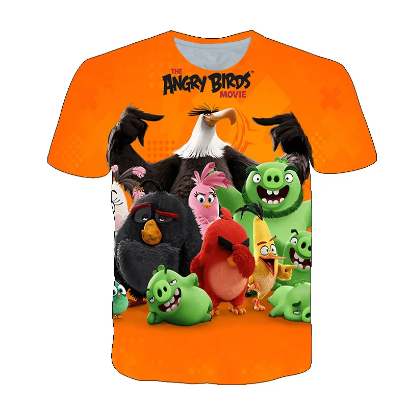 

2021 Summer New Children's T shirt Lovely Movie 3D Printed The Birds 2 Kids T-Shirt Short Sleeve Angry Boy And girl tshirt 14T