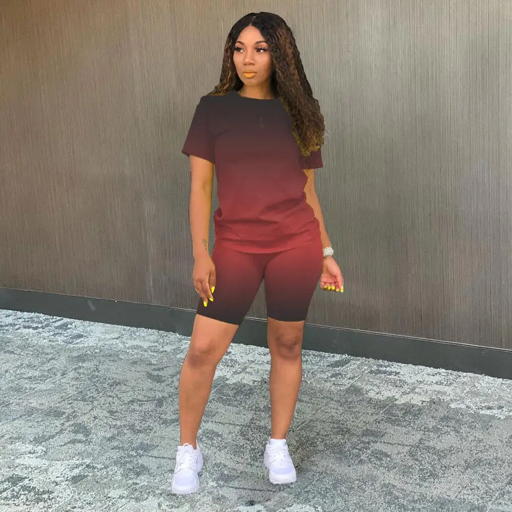 

women casual two pieces suits short and t- shirt