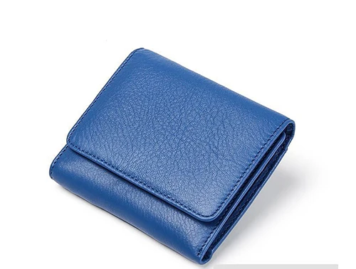 Blue Роскошный стильный женский кошелек из натуральной кожи, три сложения, Новое поступление, женский кожаный кошелек, многофункциональный короткий женский кошелек - Цвет: Blue