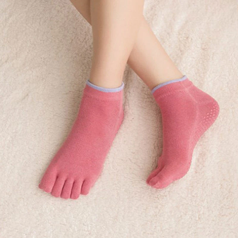 Женские спортивные носки для йоги Нескользящие силиконовые смешные с 5 пальцами