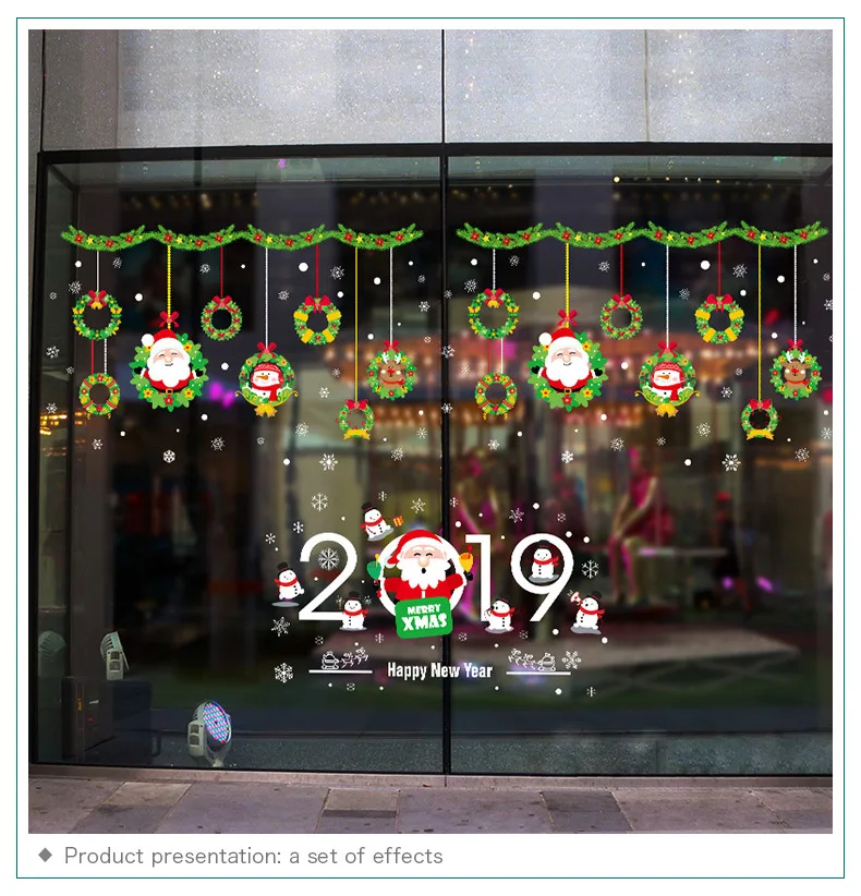 

2020 New Year Merry Christmas Wall Stickers Window Glass Festival Wall Decals Santa Murals Christmas Decorations for Home Decor