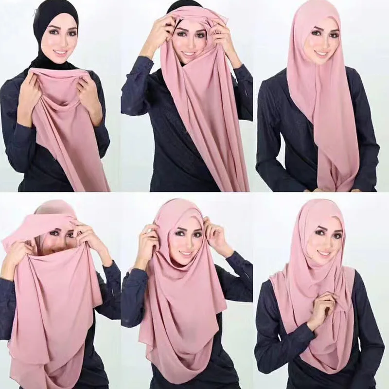 85*180CM Women Muslim Double Loop Instant Hijab Femme Headwrap Islamic Solid Color Long Headscarf Cotton Modal Shawl |