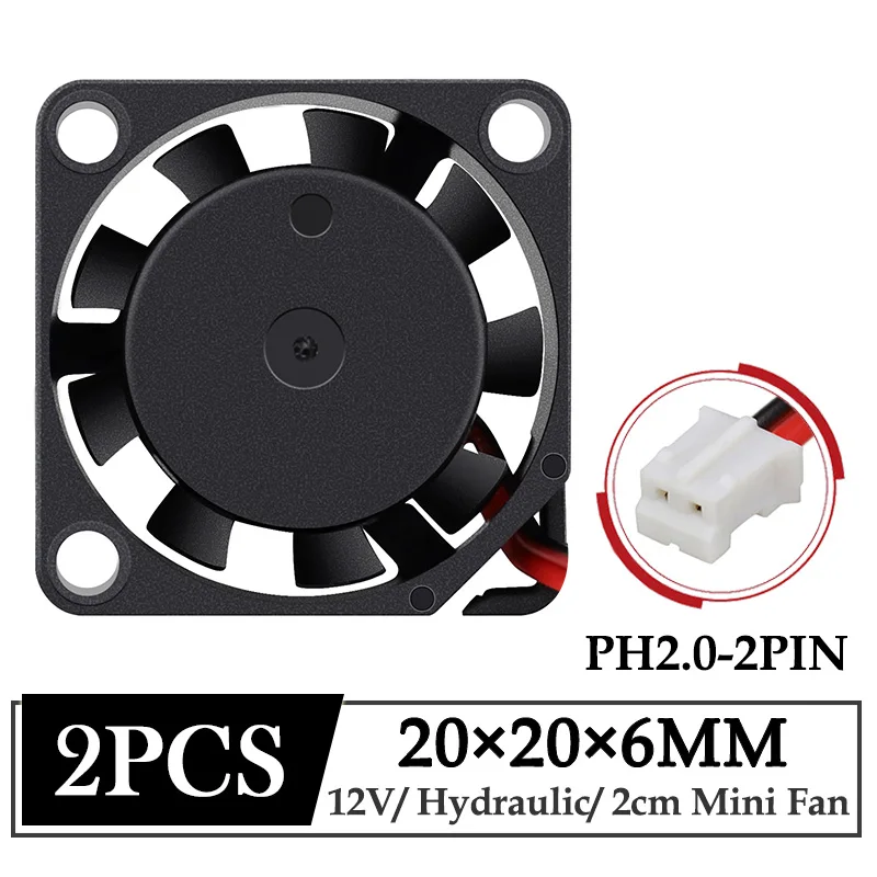 

2Pcs Gdstime 12V 20MM Fan 20x20x6MM Laptop Ultrathin DC Brushless Cooler Fan 2cm 2006 Handheld Projector Radiator Axial Heatsink