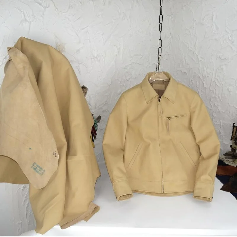 

Оригинальный цвет, Пакистан, импортная воловья кожа без покрытия с видимыми порами, кожаная куртка J02