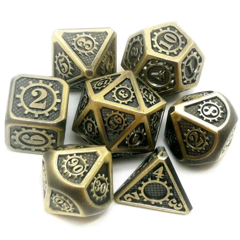 

New Metal Dice 7pcs/set RPG Dice Board Game Toy D4 D6 D8 D10 D12 D20 Magic Props Polyhedral Dice 77HC