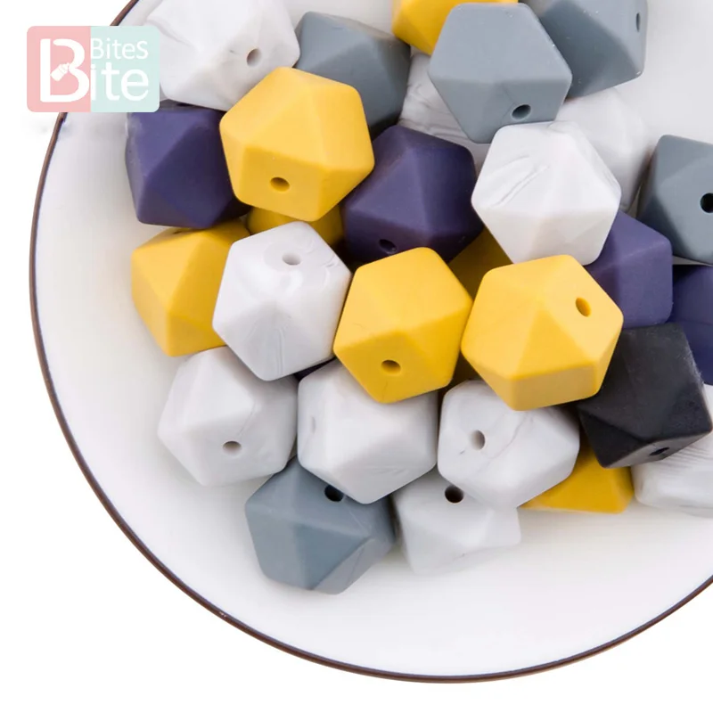 10 шт. шестигранные силиконовые бусины для прорезывания зубов 17 мм|Детские