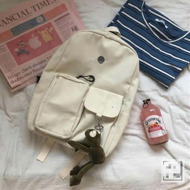 Рюкзак женский с карманами и вышивкой уличная одежда в стиле Харадзюку сафари