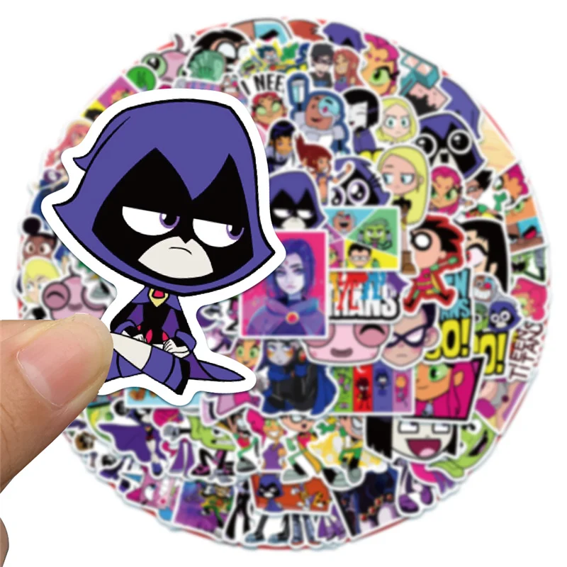 &iexcl;10/50/100 Uds., Titanes adolescentes, Go! Maleta de graffiti de dibujos animados, equipaje, port&aacute;til, tel&eacute;fono m&oacute;vil, taza de agua, calcoman&iacute;a para refrigerador, regalo-3
