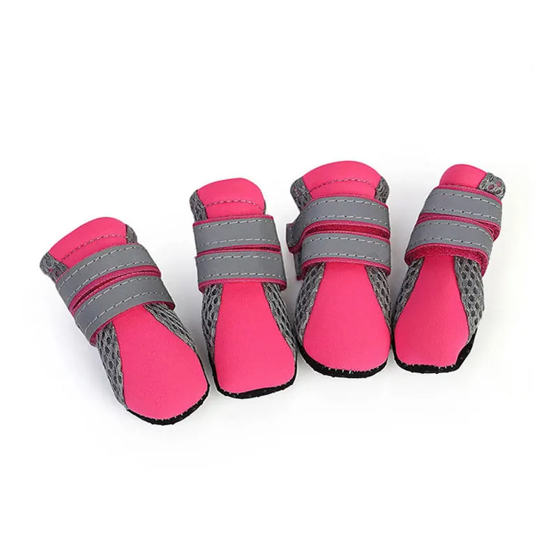 Pink Нескользящая обувь для собак для маленьких и средних собак; сезон осень-лето; Светоотражающая обувь для животных - Цвет: Pink