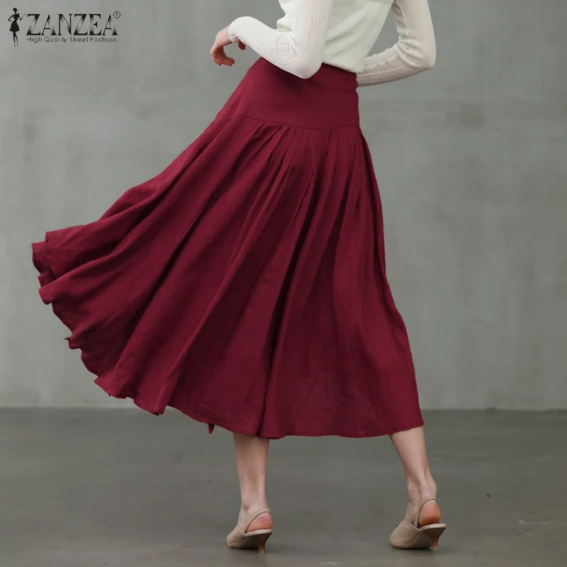 

Женская Плиссированная Юбка-миди, Повседневная Однотонная юбка средней длины с высокой талией, Повседневные Вечерние юбки, модель 2020