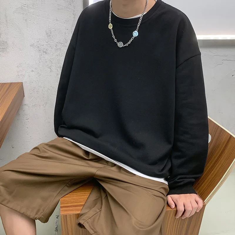 Простые толстовки без шляпы мужские однотонные яркие свободные для пары унисекс