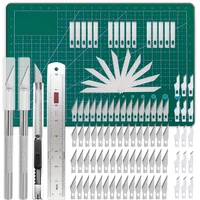 lmdz 105pcs precision carving craft hobby knife set with utility precision cutter and a5 cutting mat extra blades steel ruler