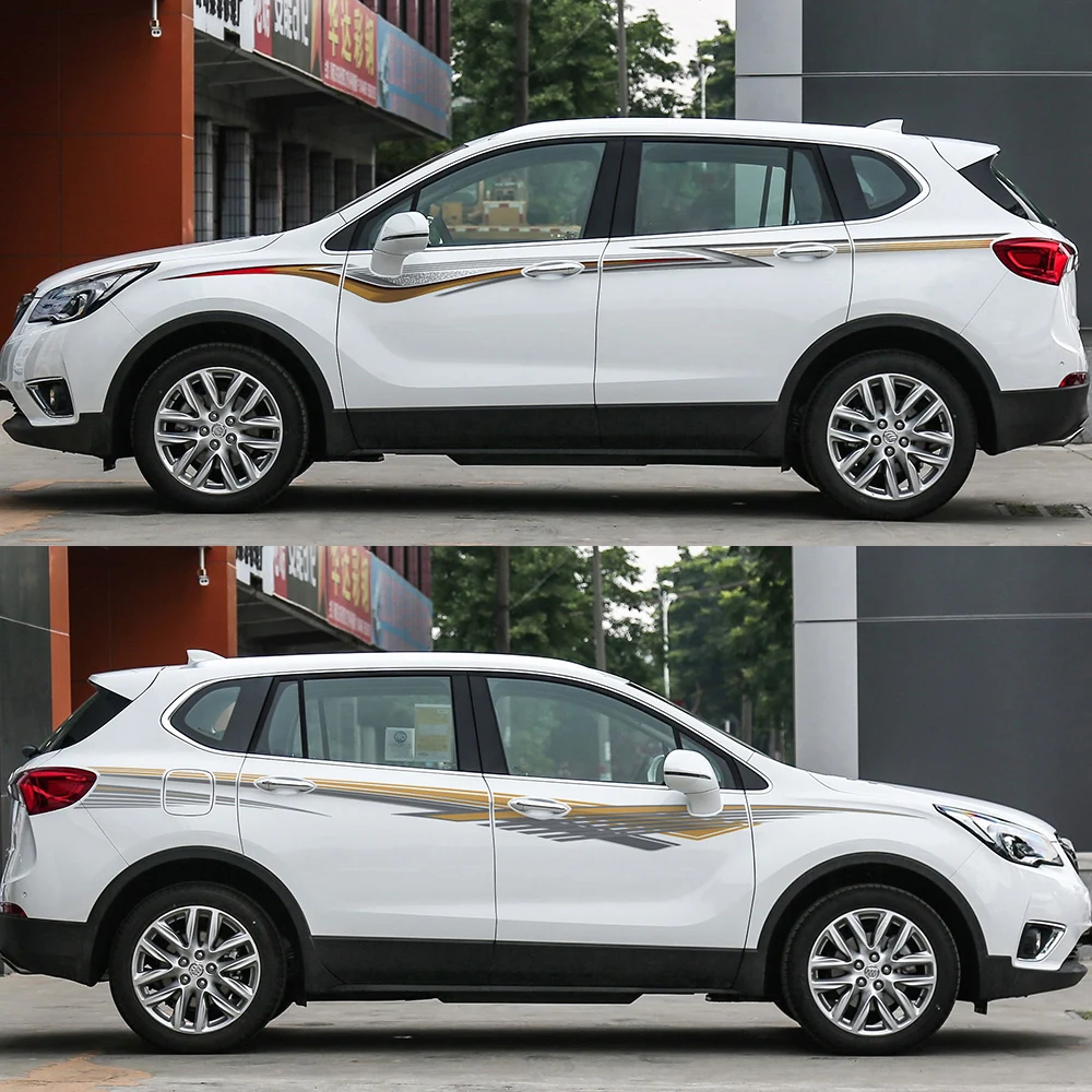 

Наклейки для декора кузова автомобиля 2 шт./лот, цветные полоски, наклейки на дверь и талию, автомобильные товары для BUICK ENVISION 2014-18, автомобиль...